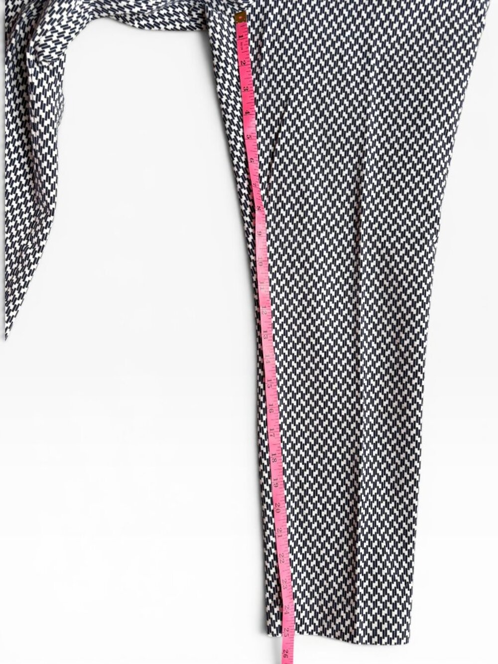 GAP Navy White Geometric Print Ankle Pants Stretch Slim Career Size 12 - Picture 12 of 15
